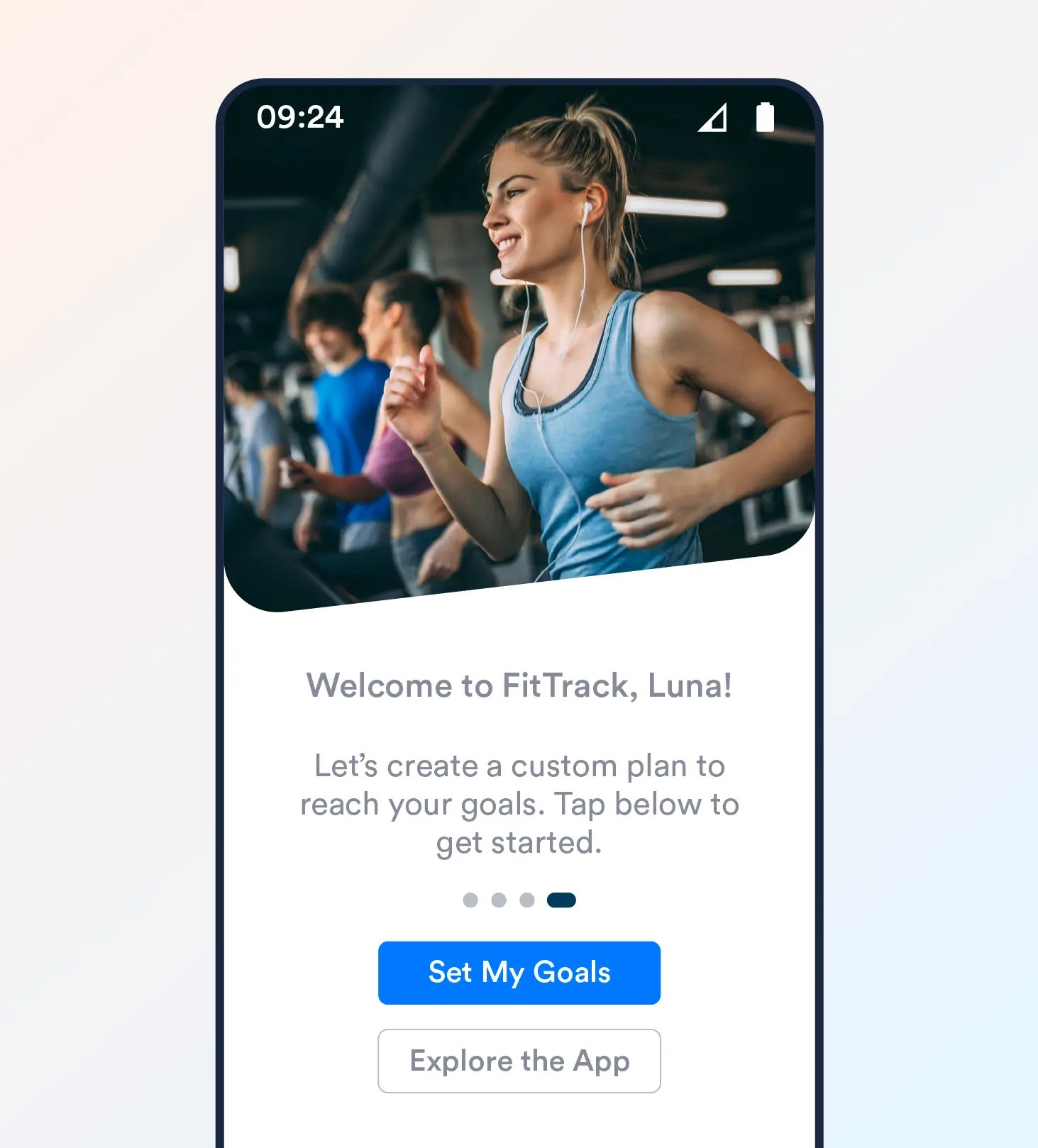 Welcome in-app notification example