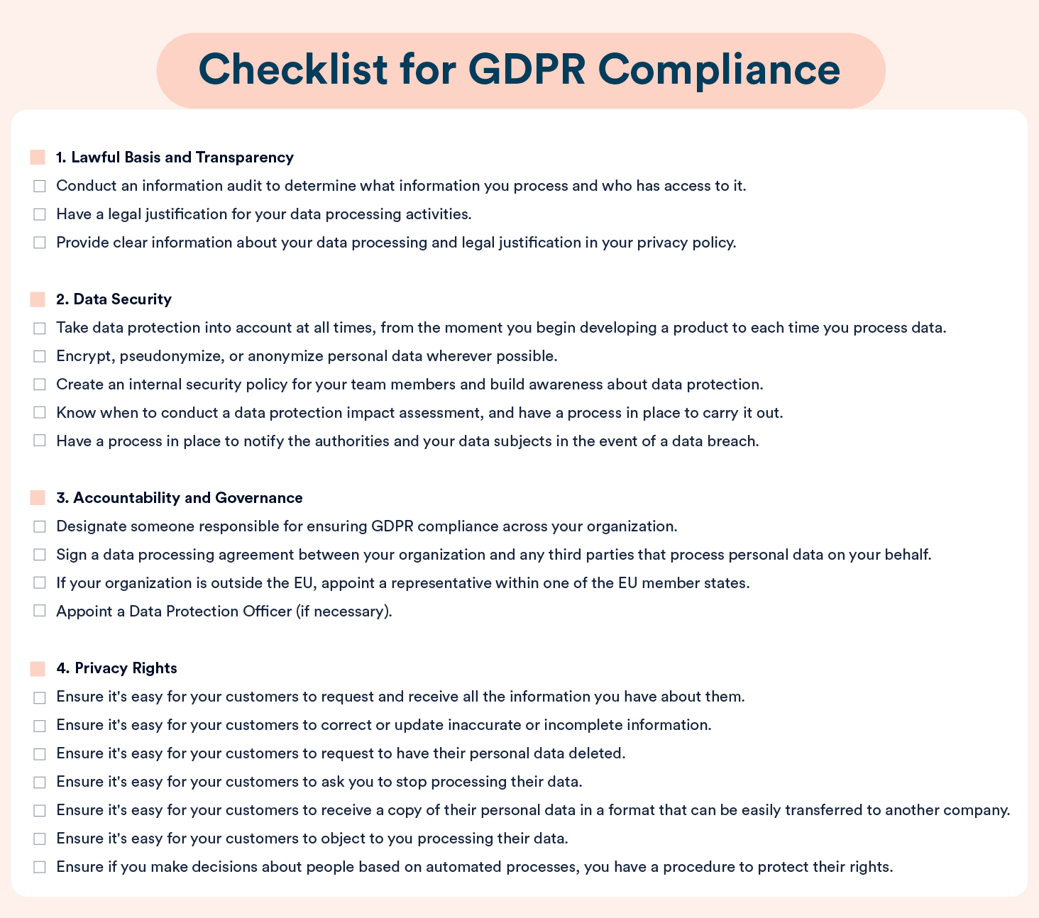 Checklist for GDPR Compliance