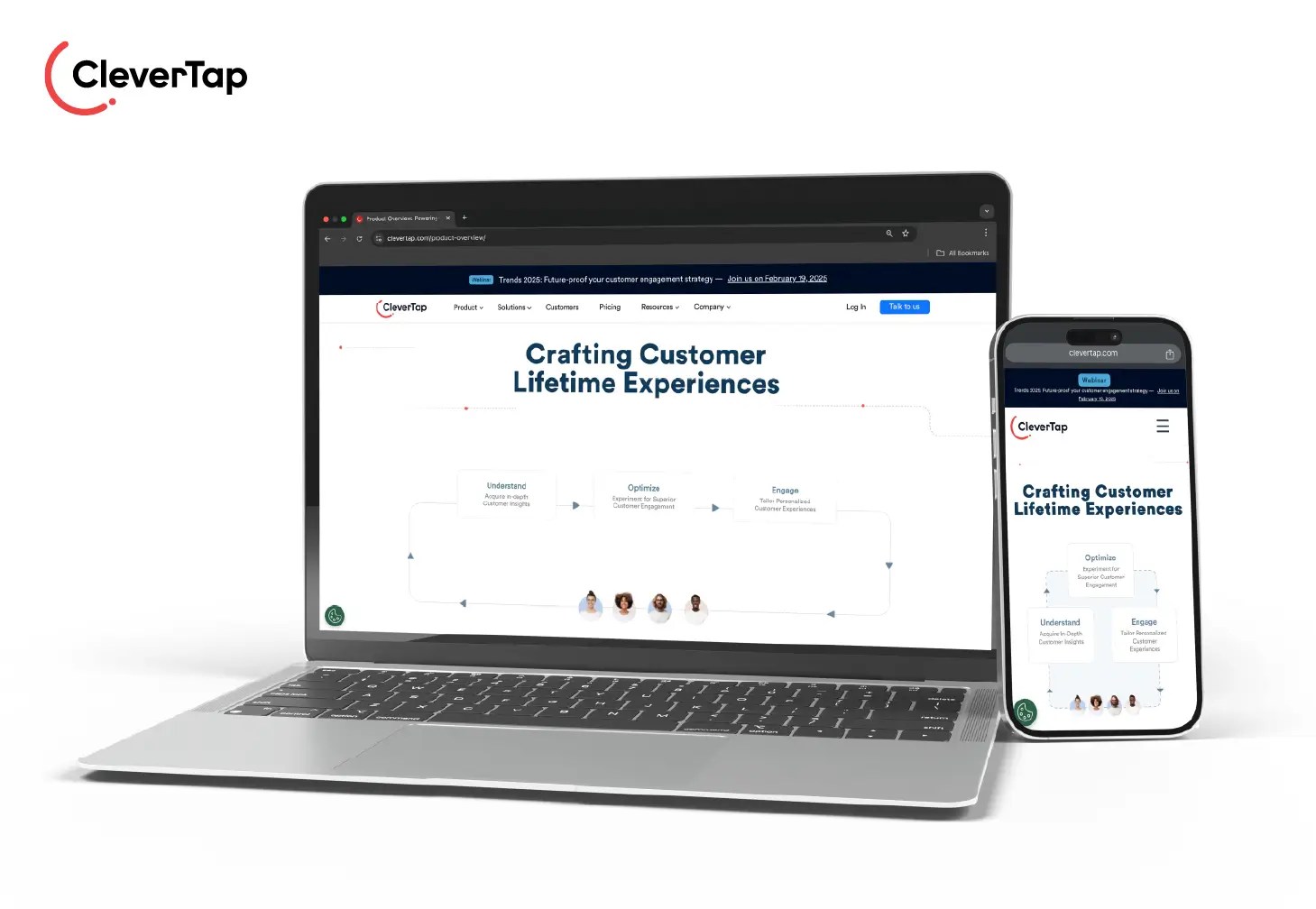 CleverTap Mobile & Website version of a page as an example of ways to boost conversions