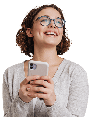 Smiling Woman Holding Phone