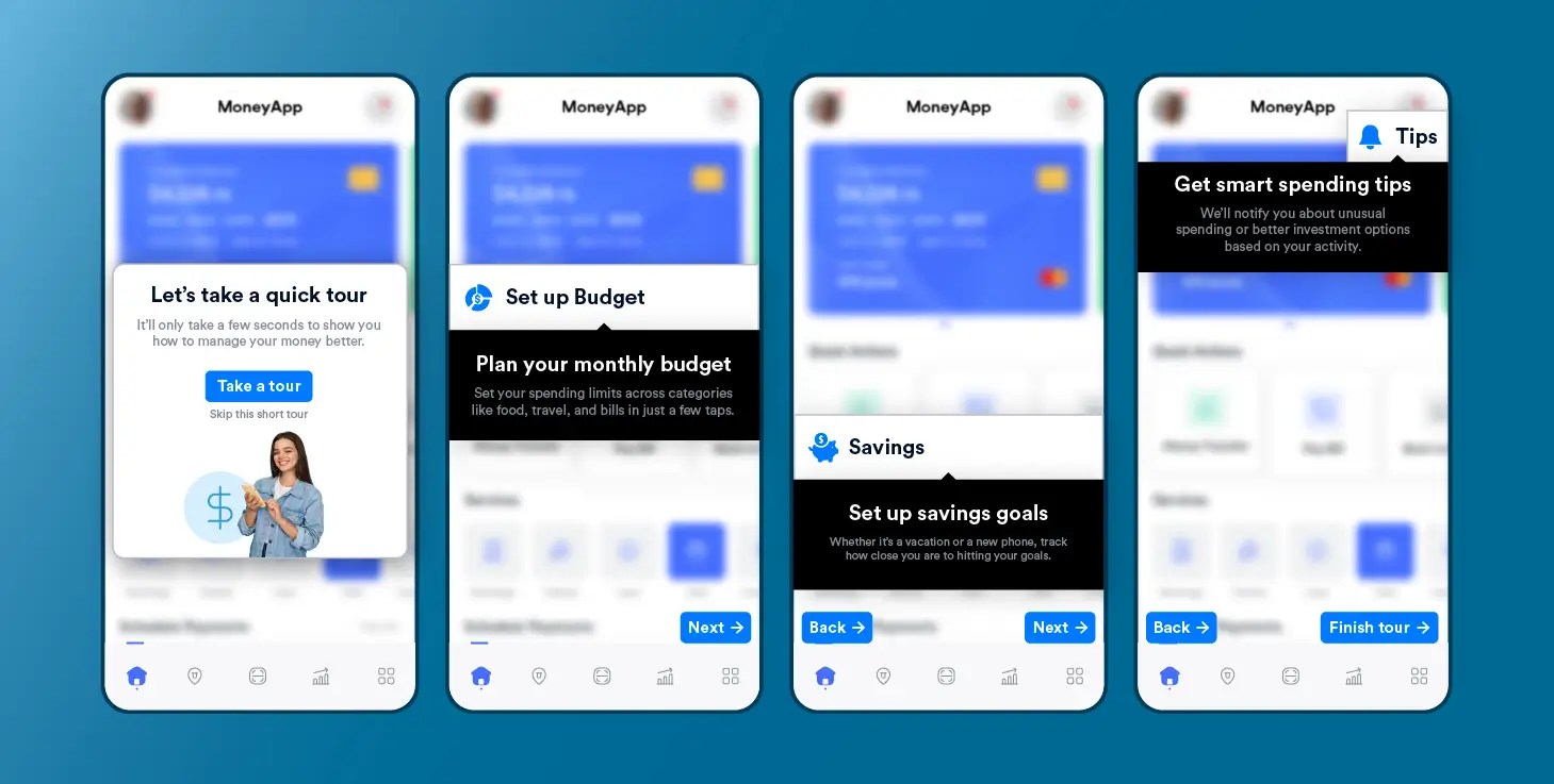 Fintech app onboarding journey example