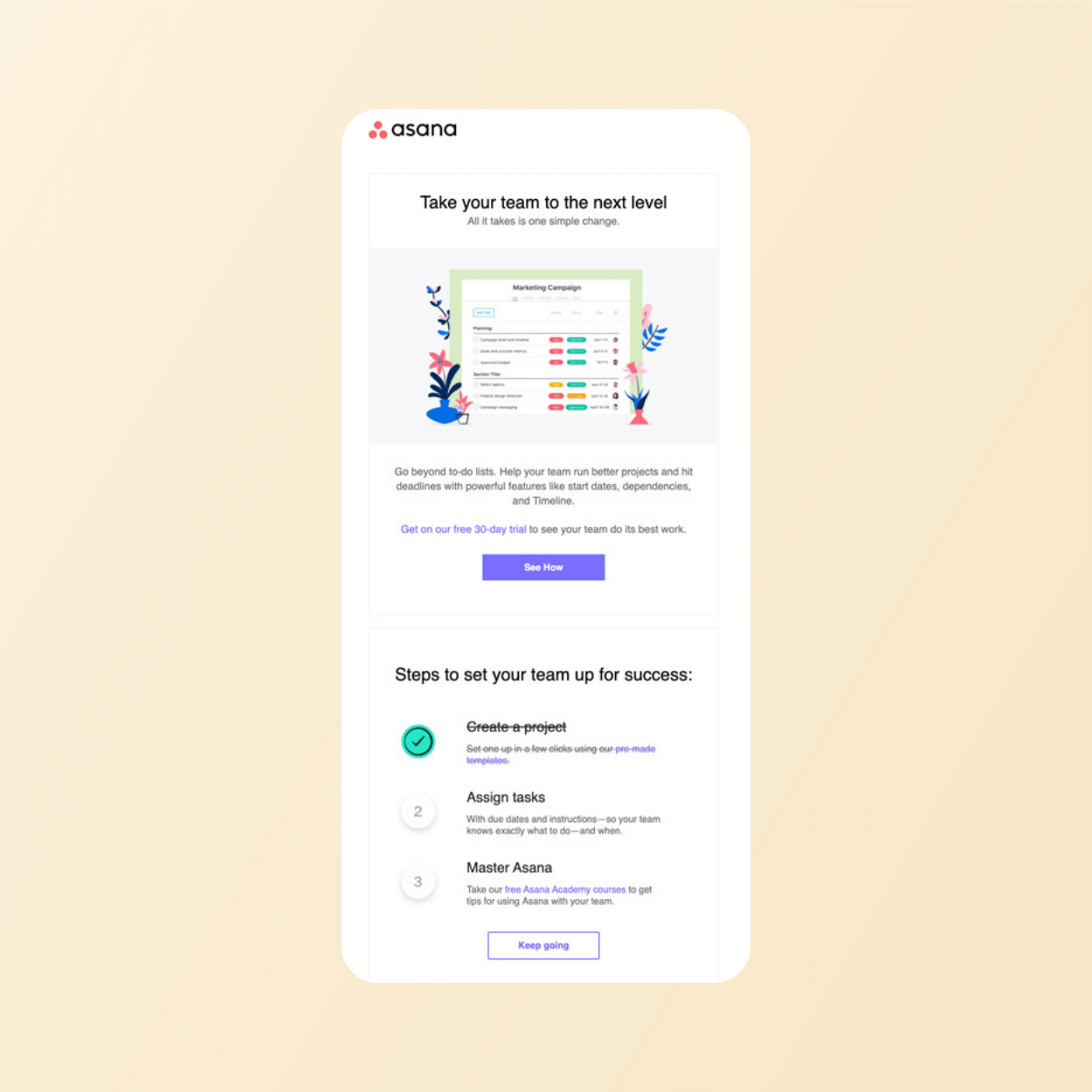 Data-driven email marketing - Asana 3