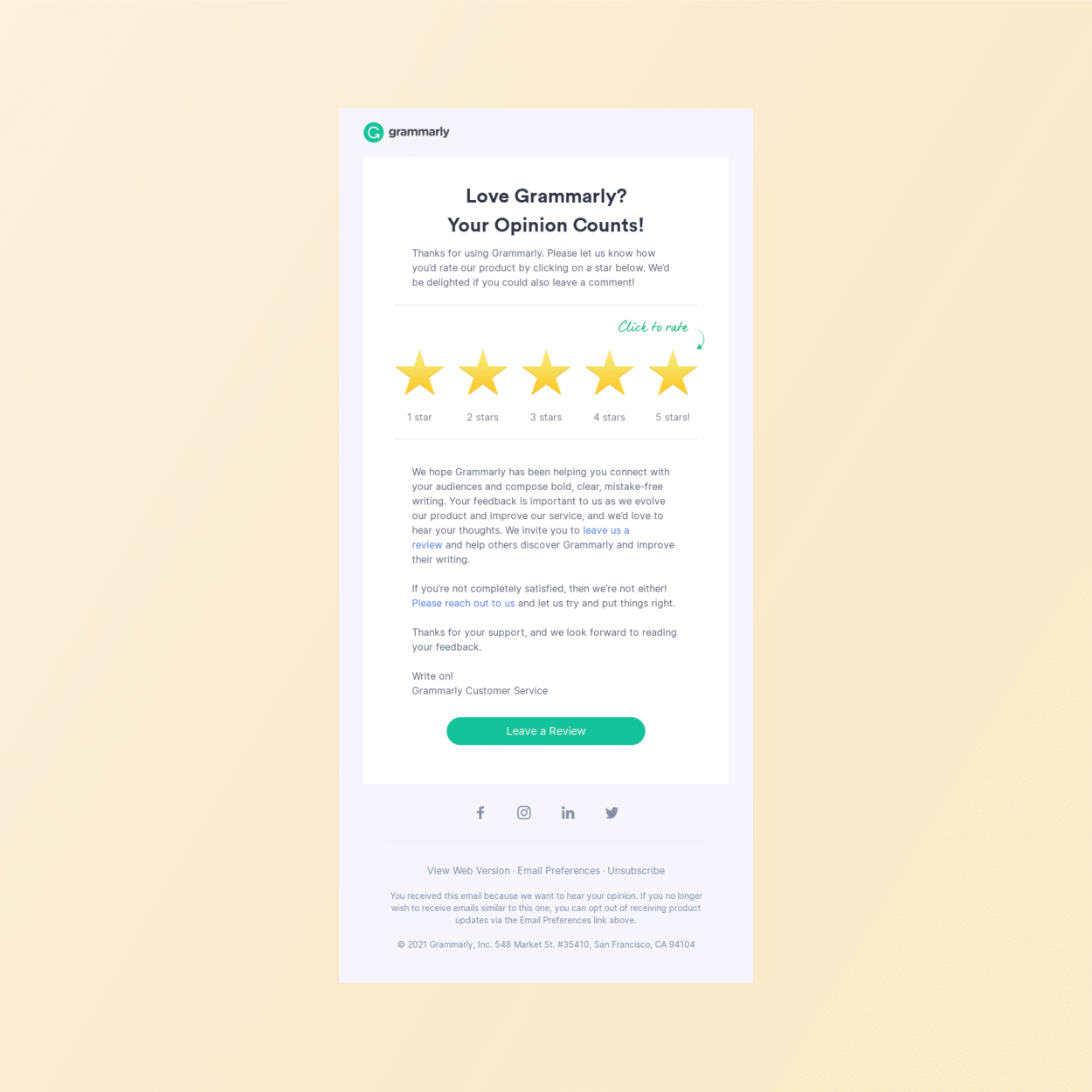 Email win-back campaign - Grammarly