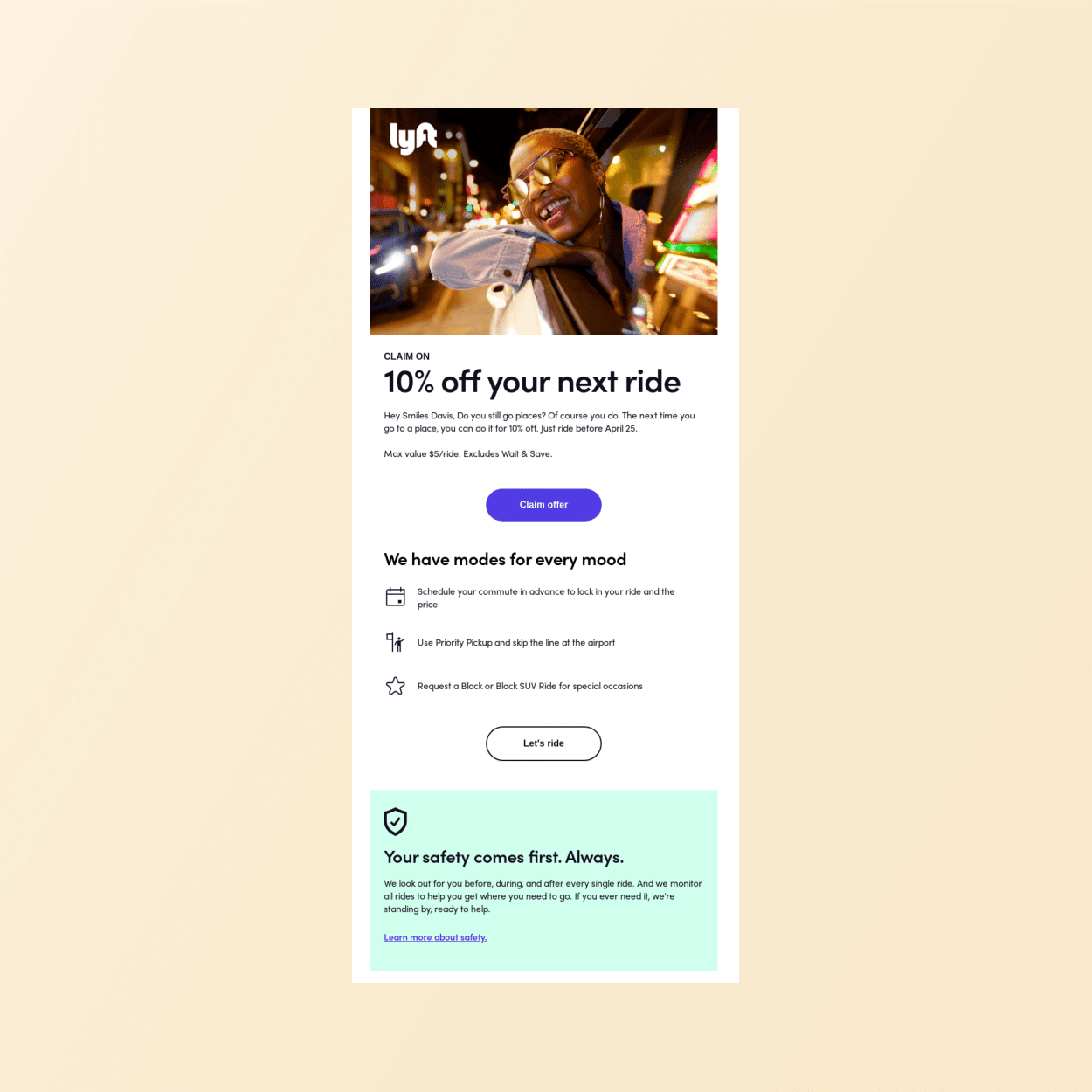 Email win-back campaign - Lyft