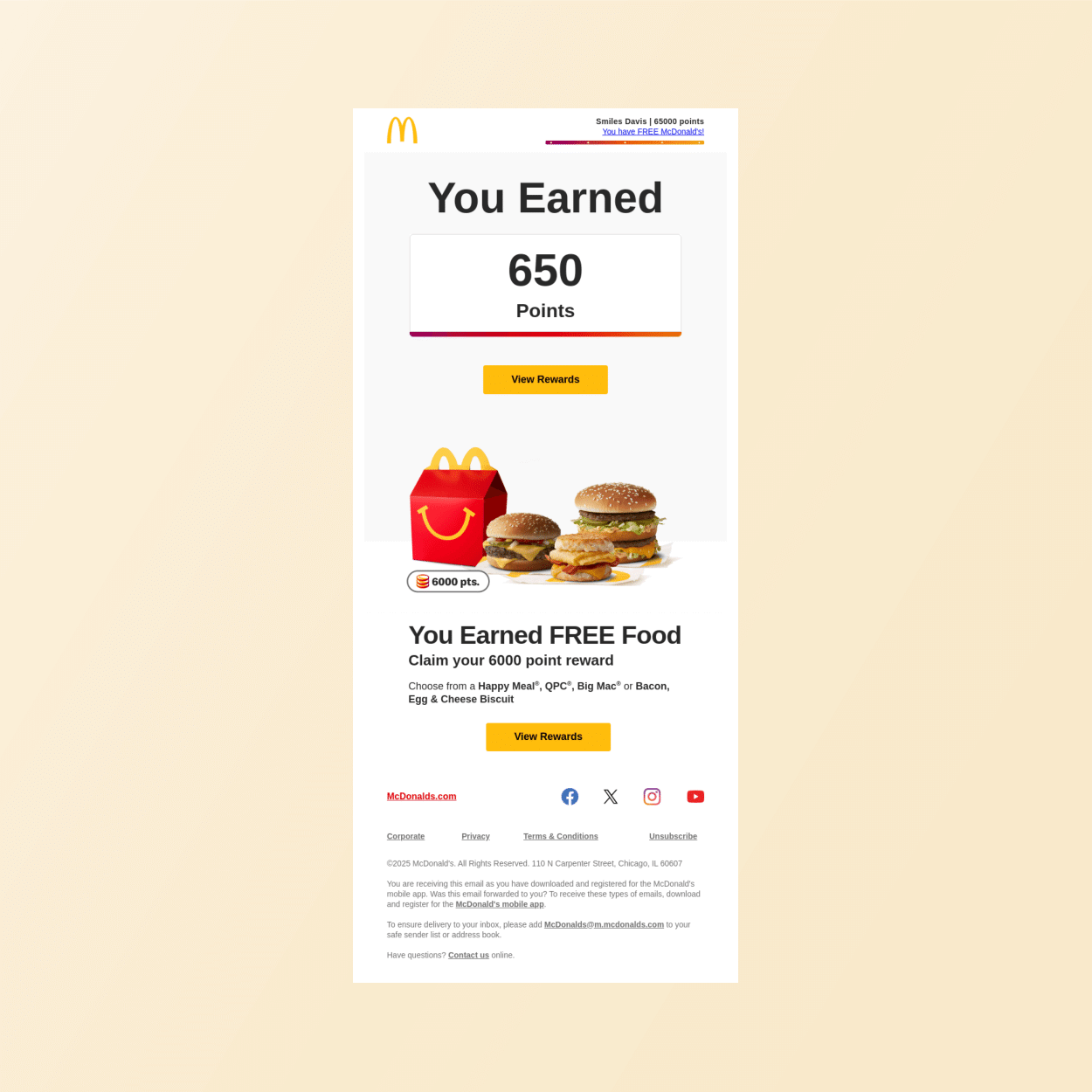 Email win-back campaign - McDonald's