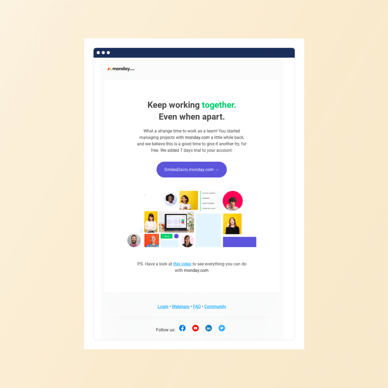 Email win-back campaign - Monday.com