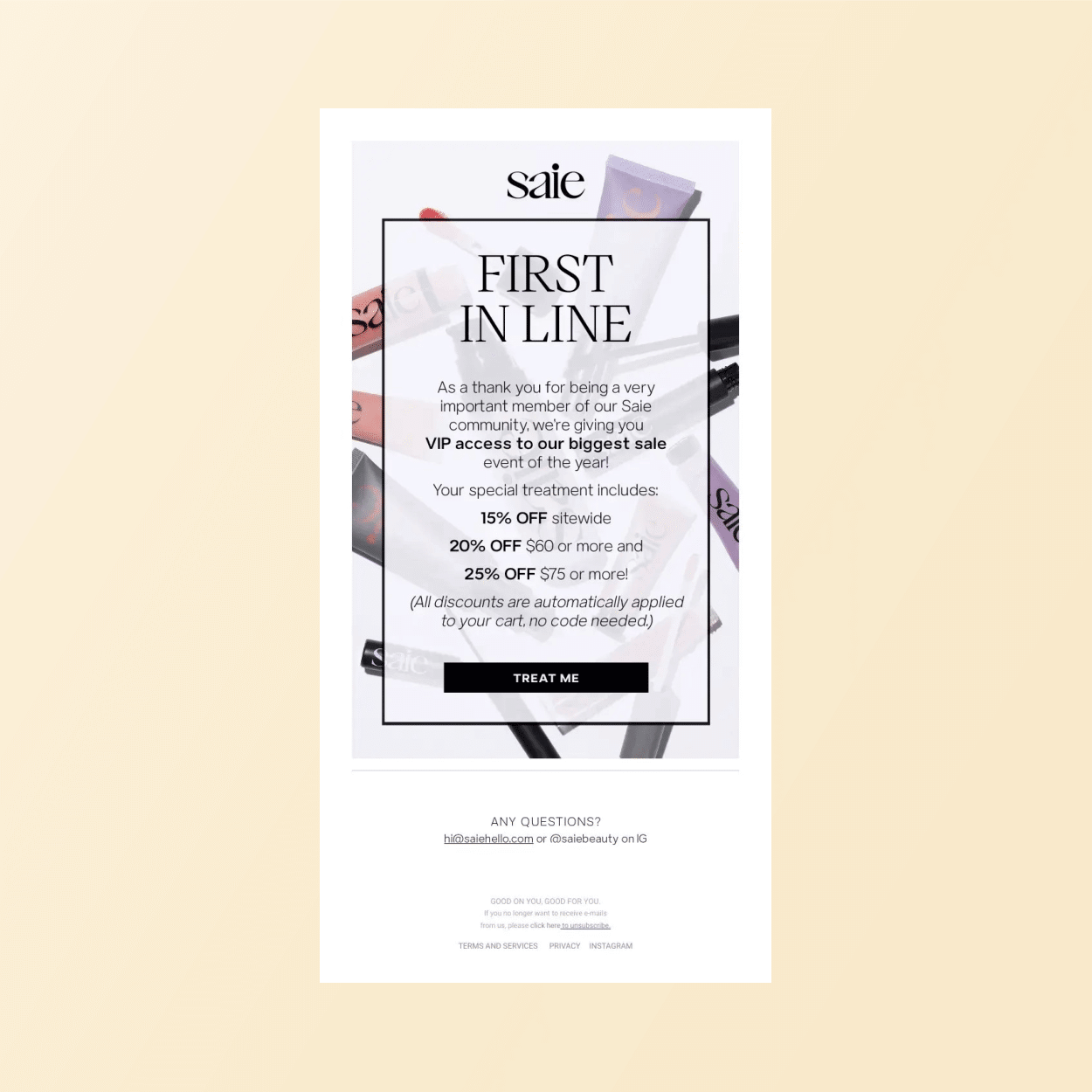 Email win-back campaign - Saie
