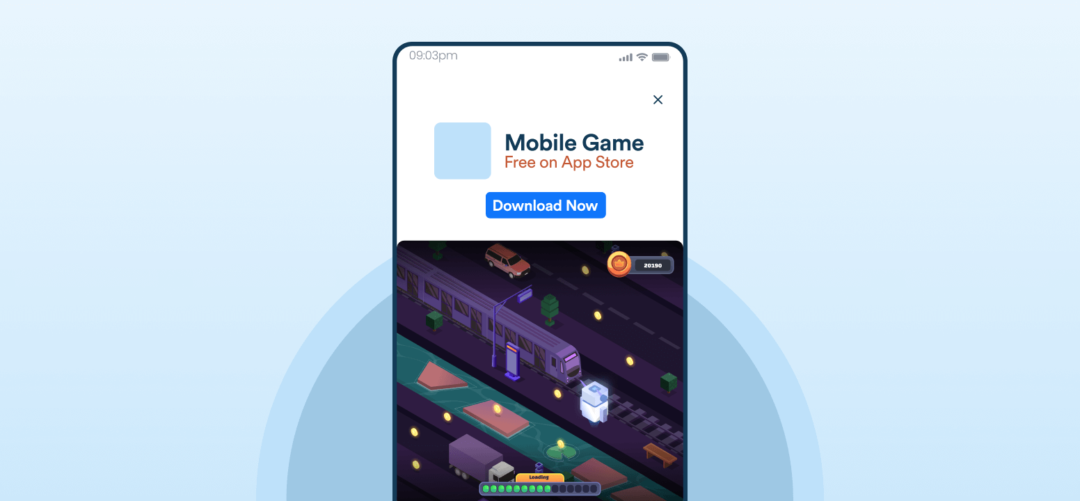Static interstitial ads