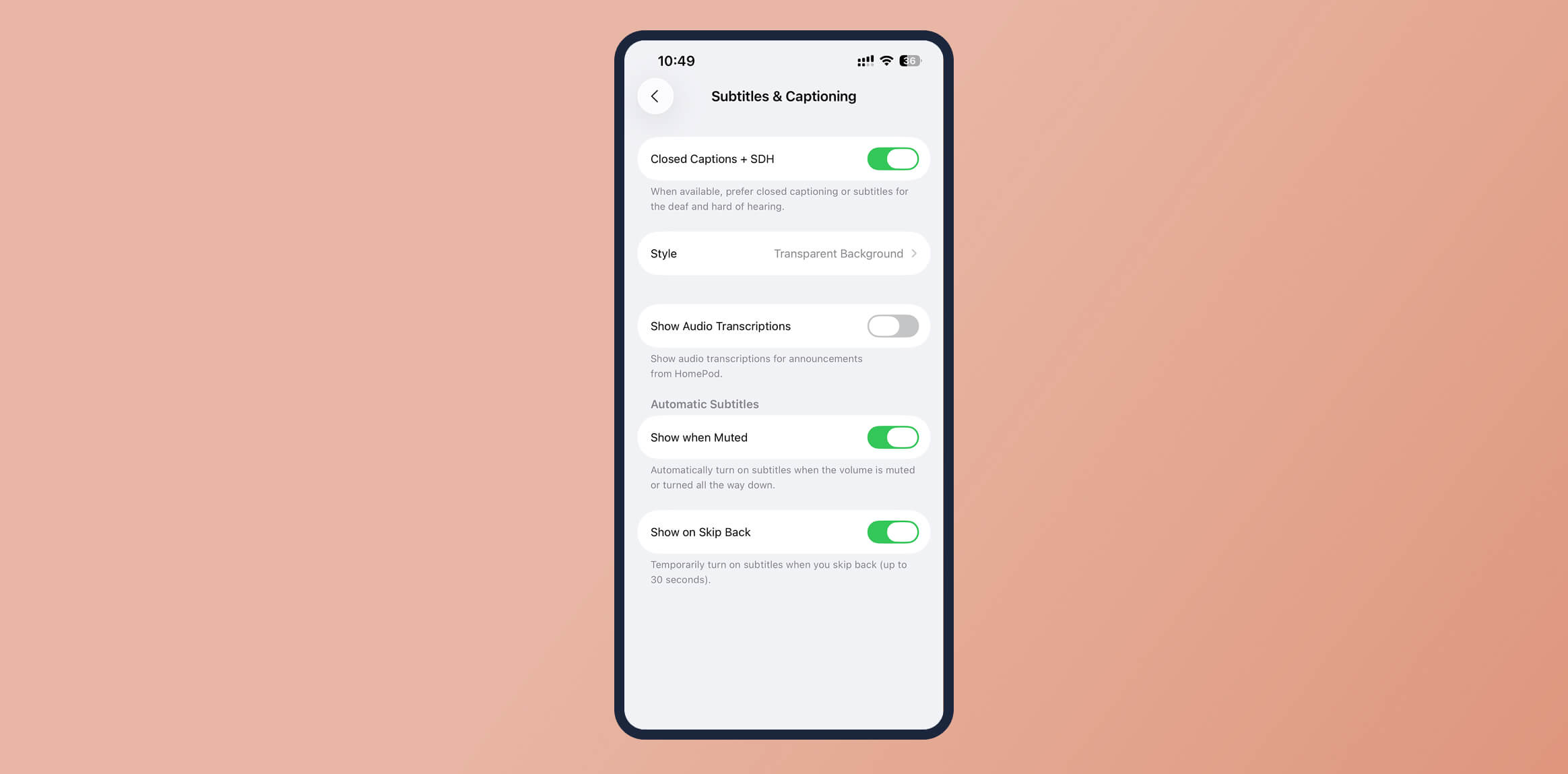 Mobile App Accessibility - Captions