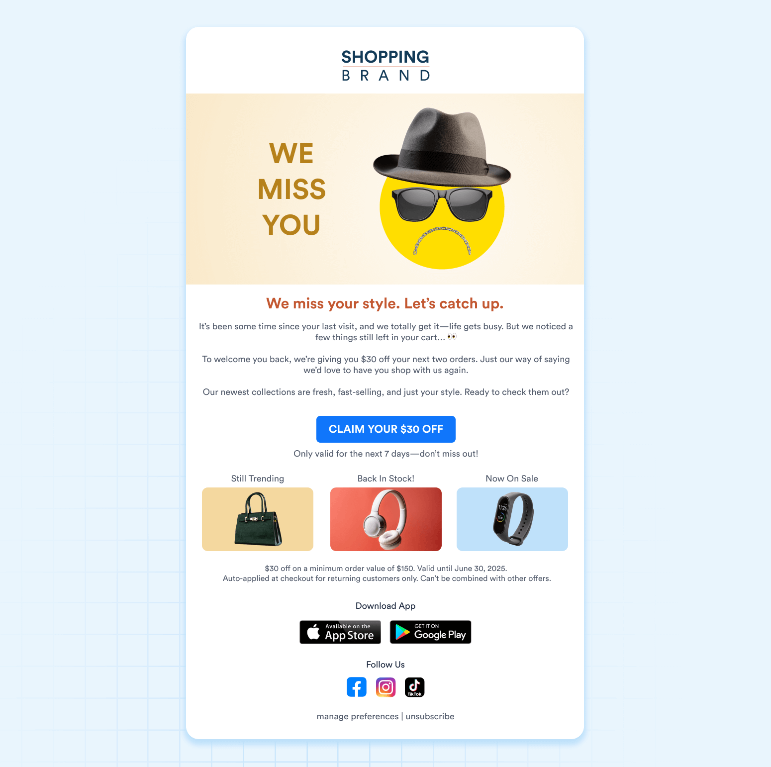 Sample Email Newsletter to Trigger Emails Based on App Uninstall Events