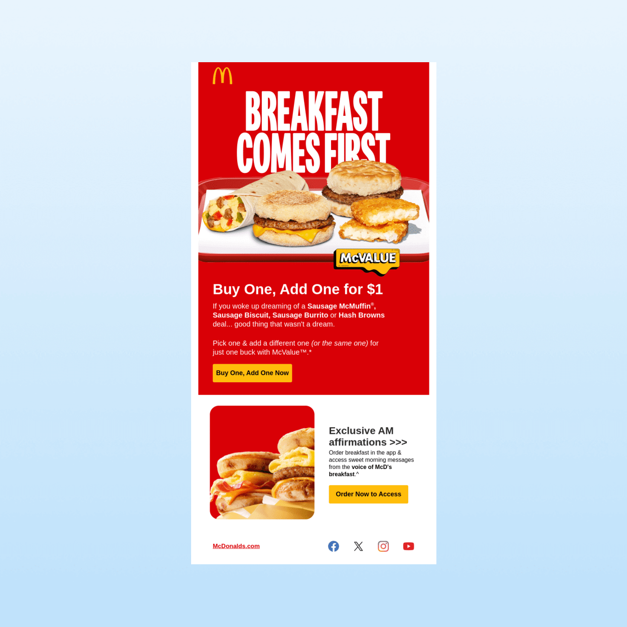 onboarding emails - McDonald's