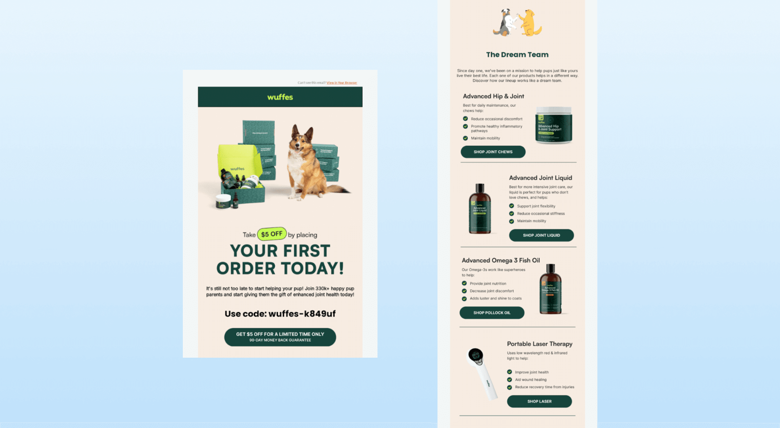 onboarding emails - wuffles
