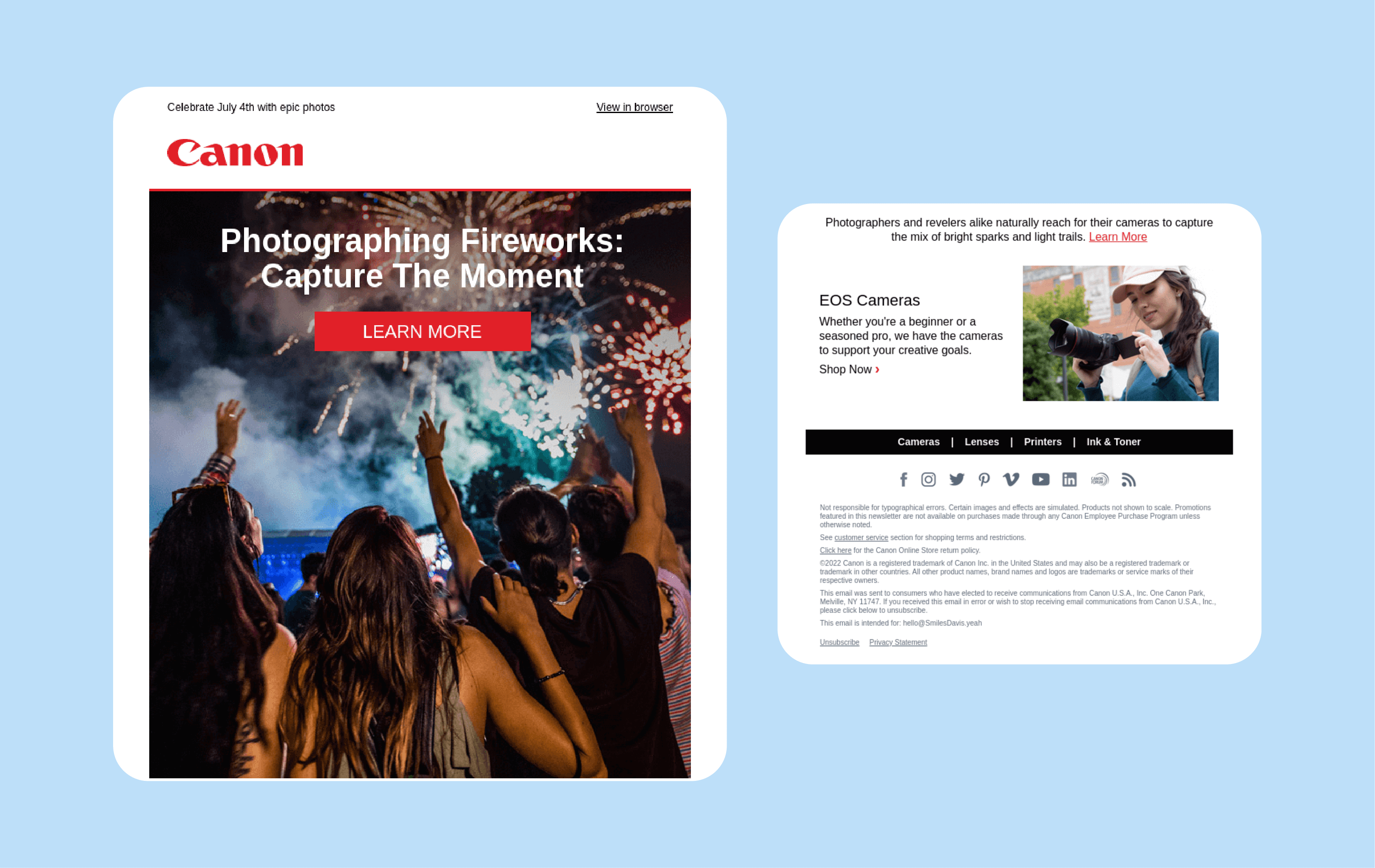 4th of July email marketing campaigns - Canon