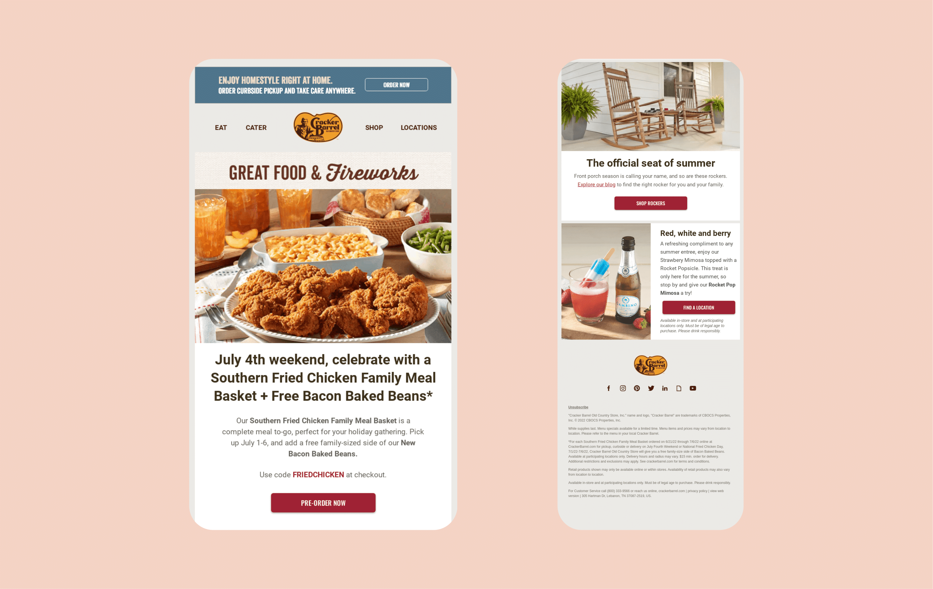 4th of July email marketing campaigns - Cracker Barrel