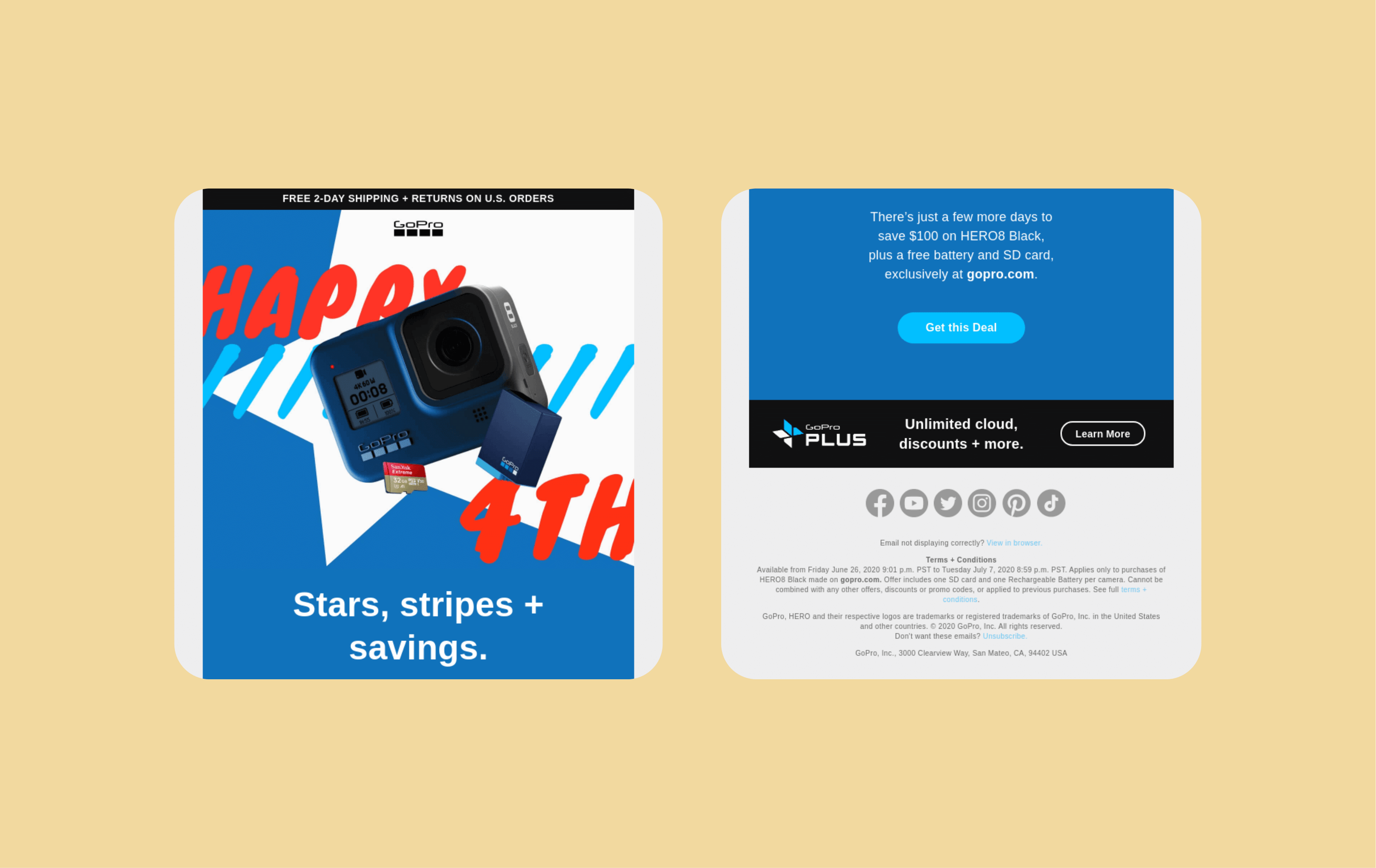 4th of July email marketing campaigns - Go Pro