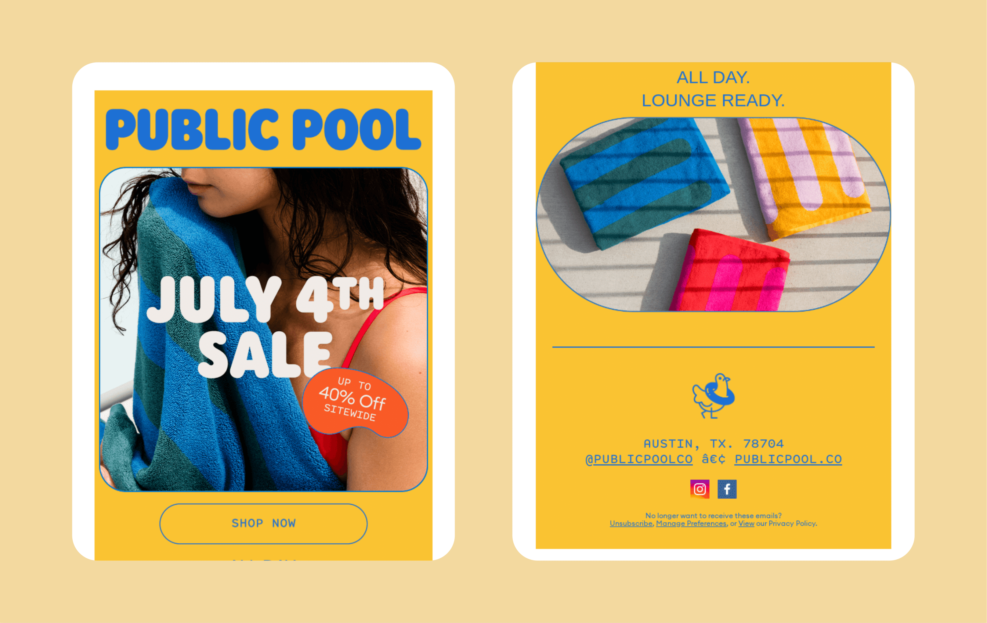 4th of July email marketing campaigns - Public Pool