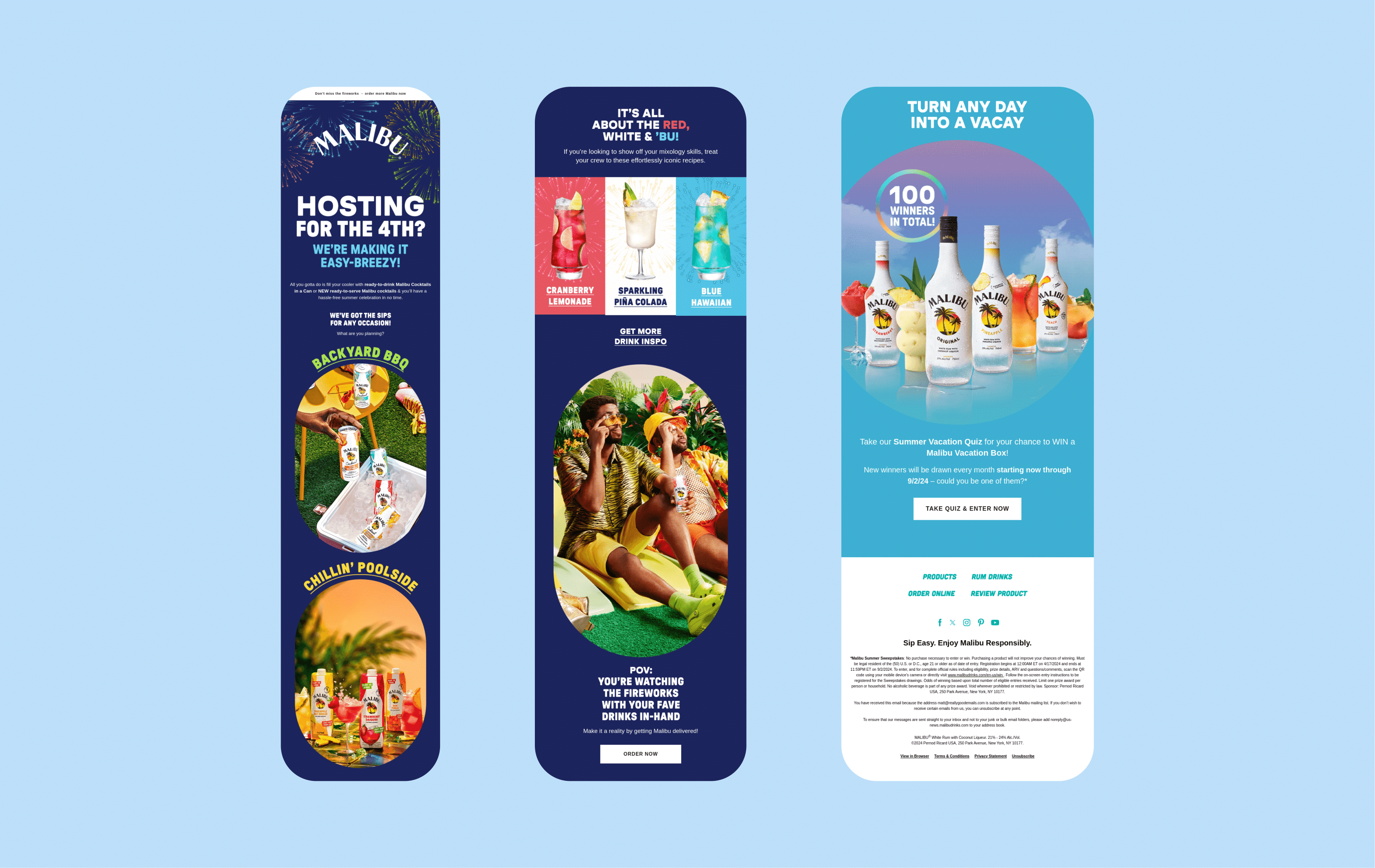 4th of July email marketing campaigns - malibu
