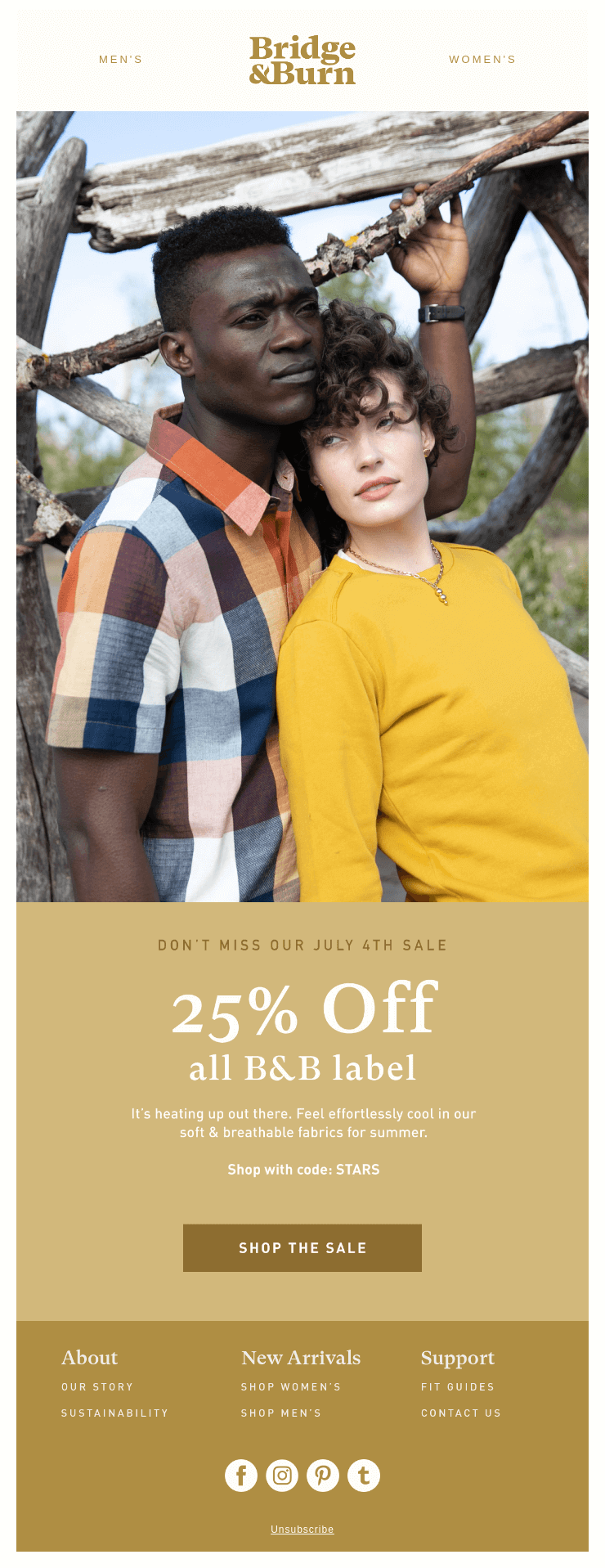 Bridge & Burn 4th of July Email Marketing