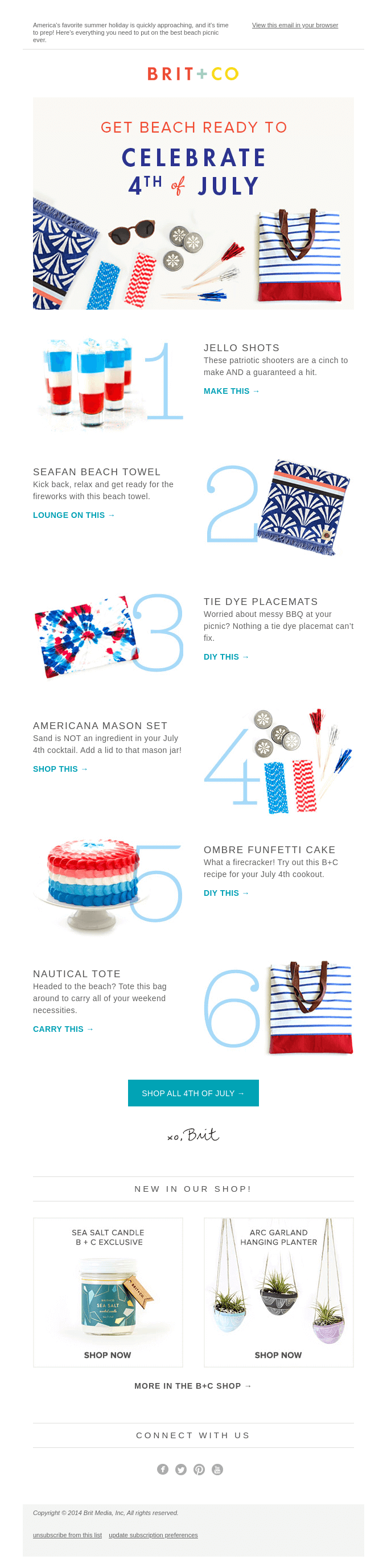 Brit + Co 4th of July Email Marketing