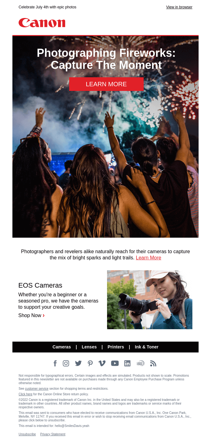 Canon 4th of July Email Marketing