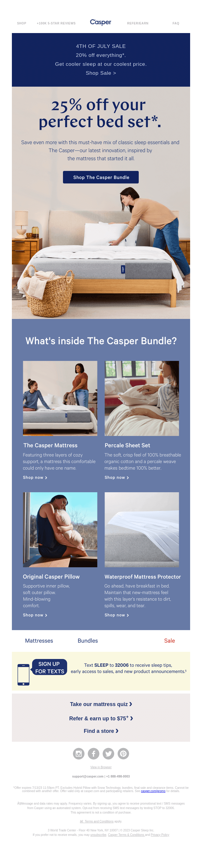 Casper 4th of July Email Marketing