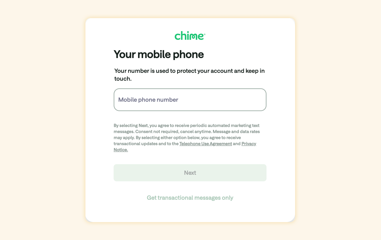 Chime Fintech onboarding best practice and example