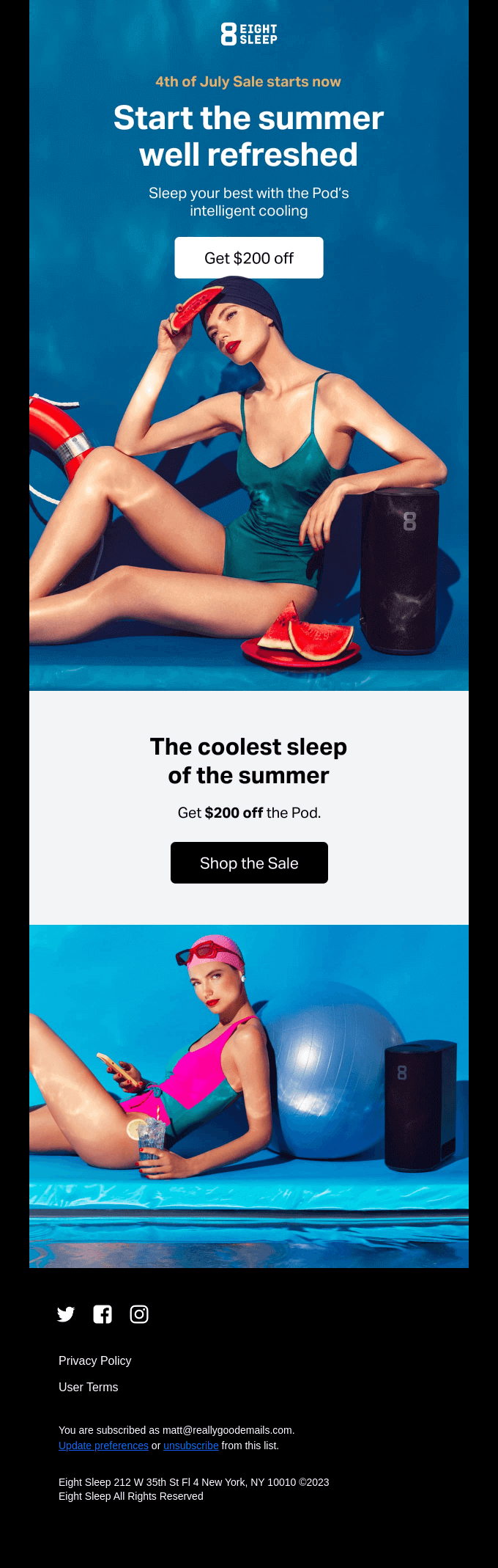 Eight Sleep 4th of July Email Marketing