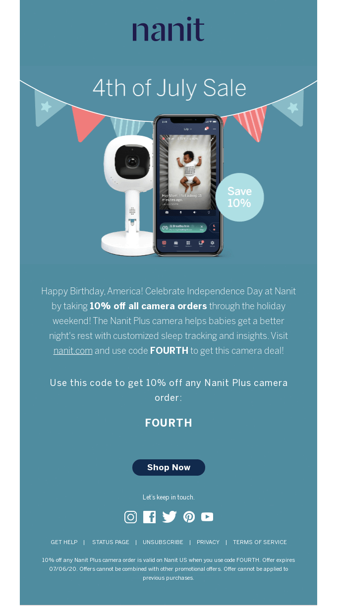 Nanit 4th of July Email Marketing