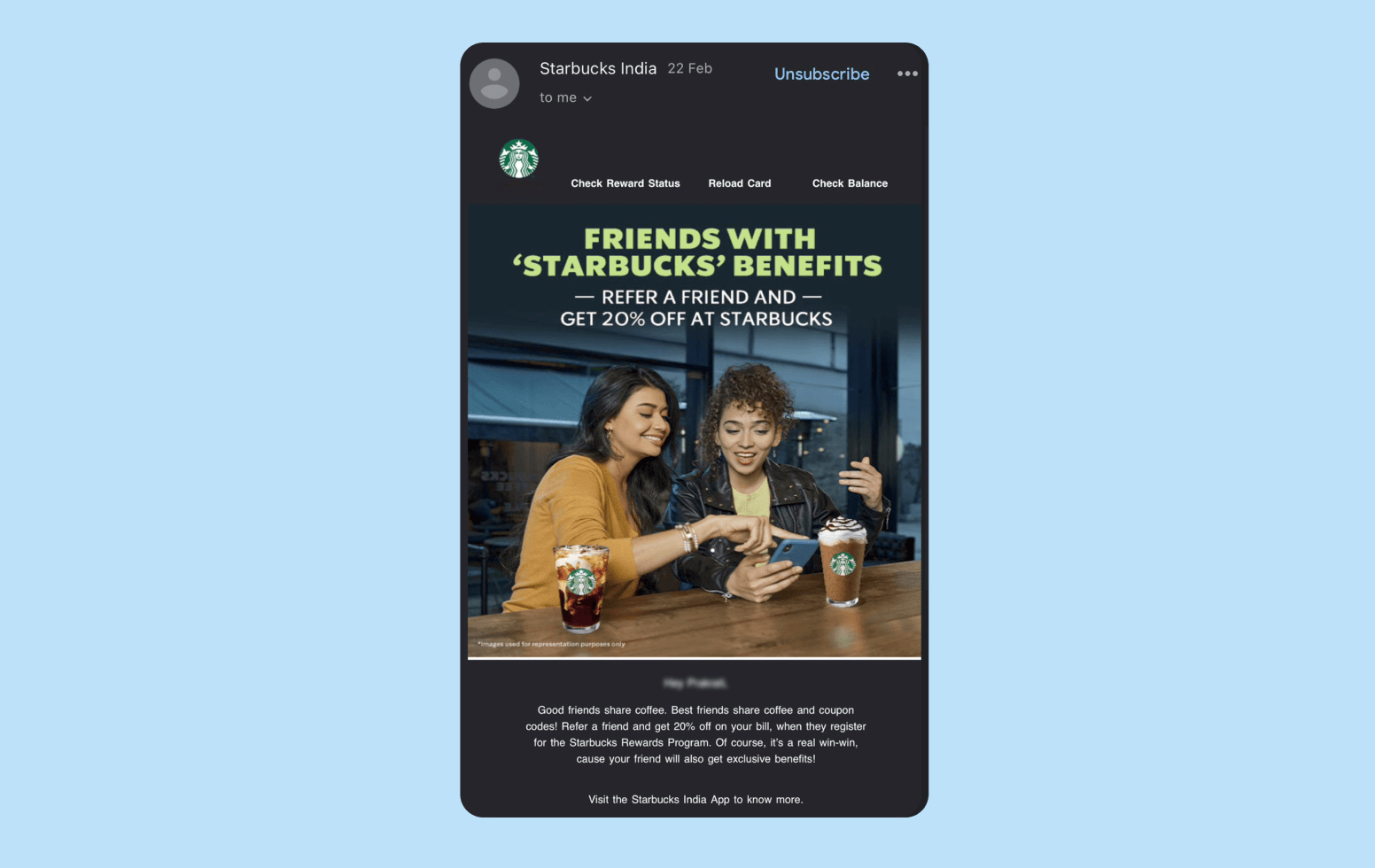 Starbucks Referral Email Retention Strategy