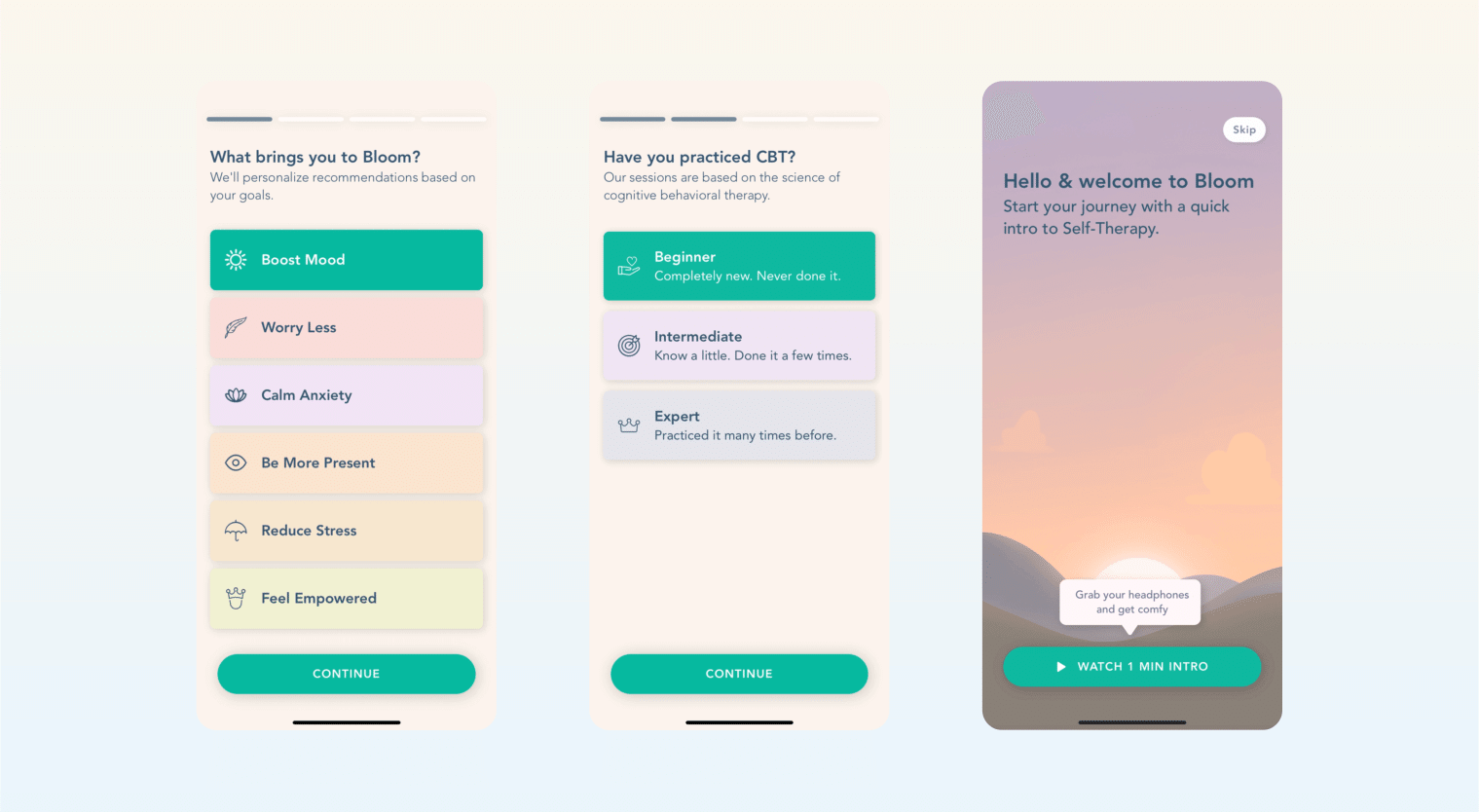 app onboarding - Bloom