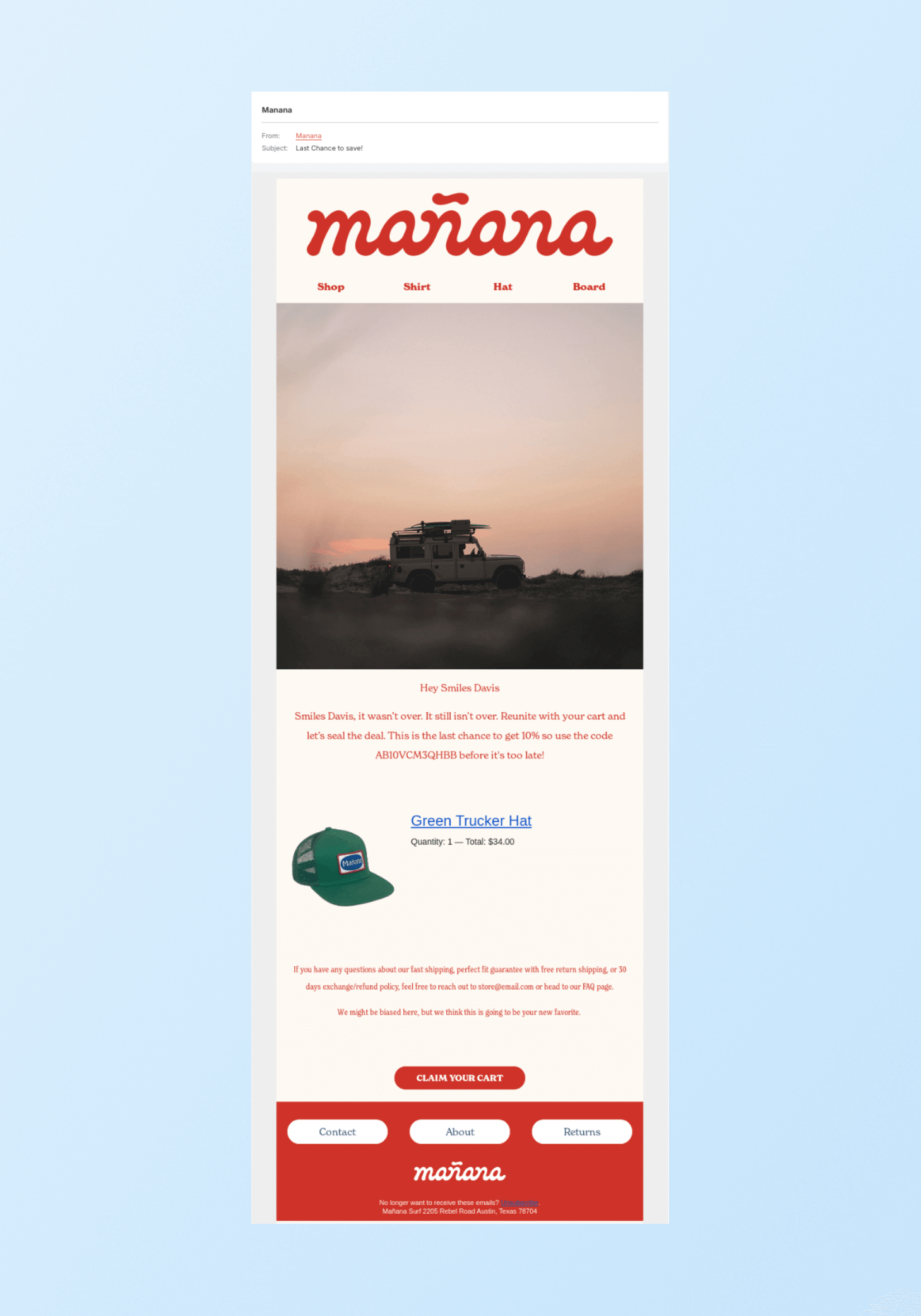Manana - Abandoned Cart Email Subject Lines