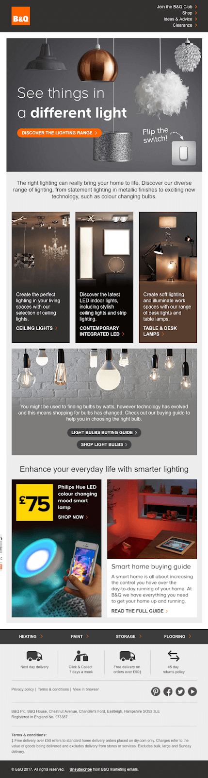 B&Q interactive emails