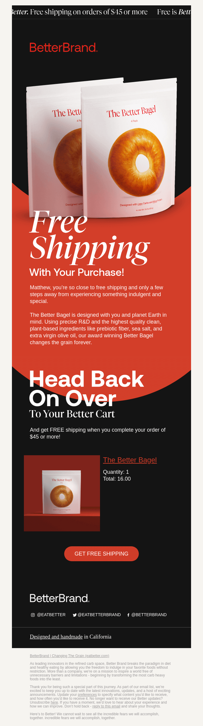 Better Brand Abandoned Cart Email Example