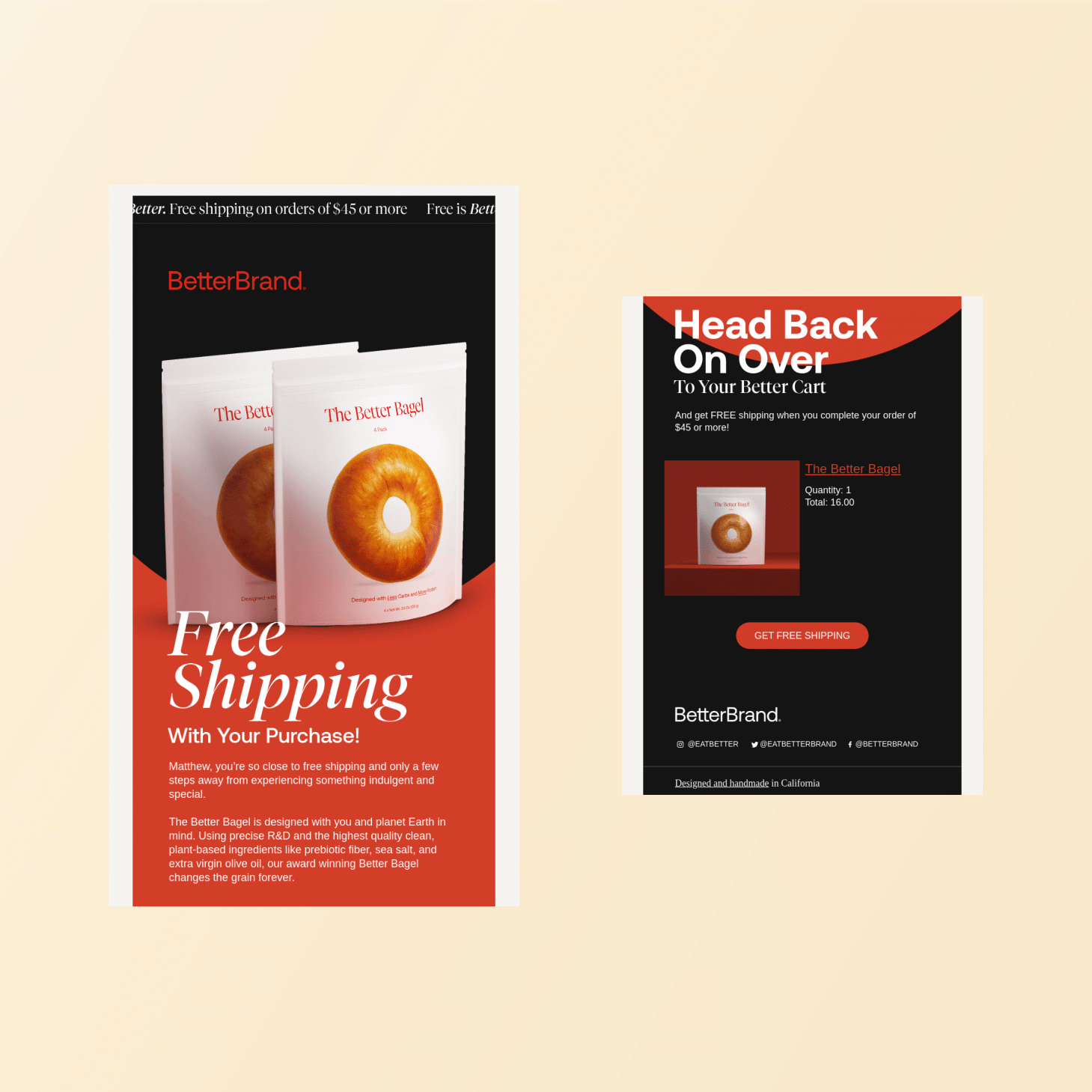 BetterBrand abandoned cart email examples
