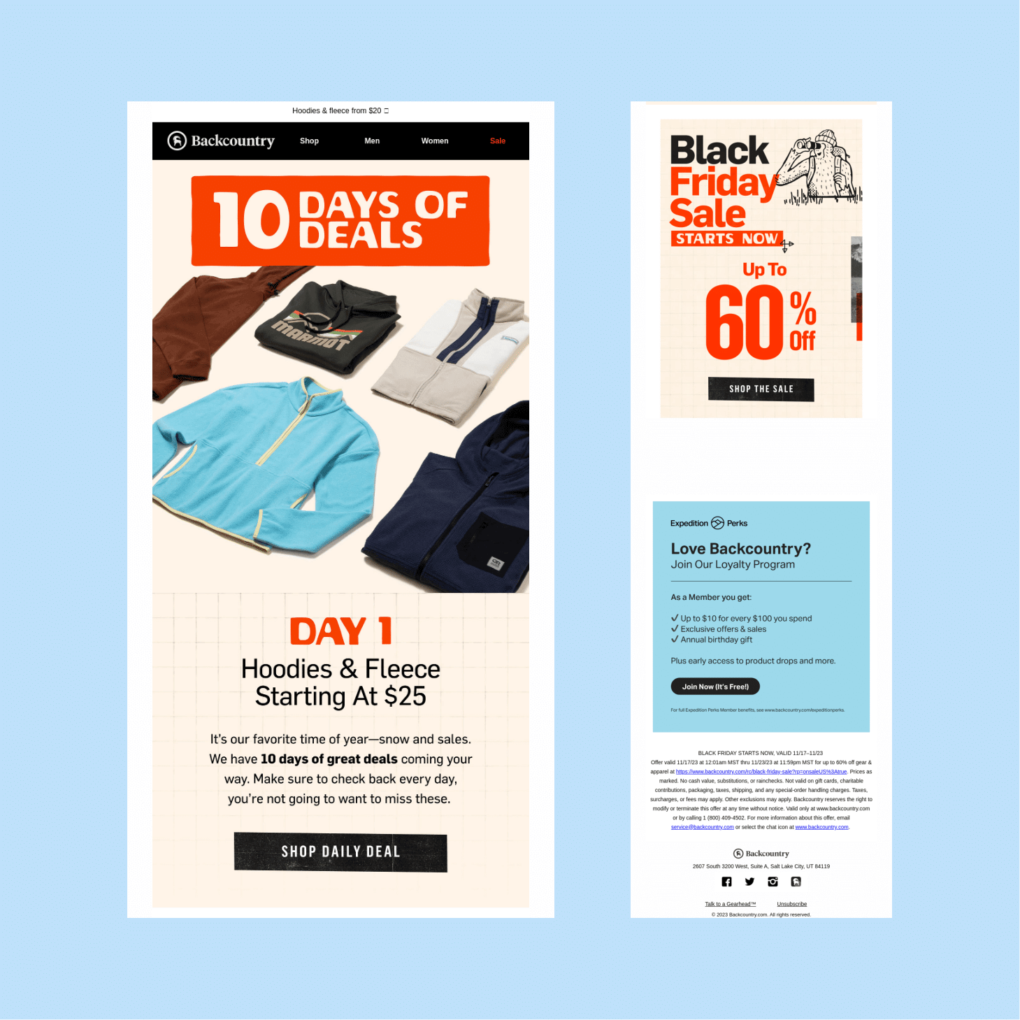 Black Friday email marketing Backcountry