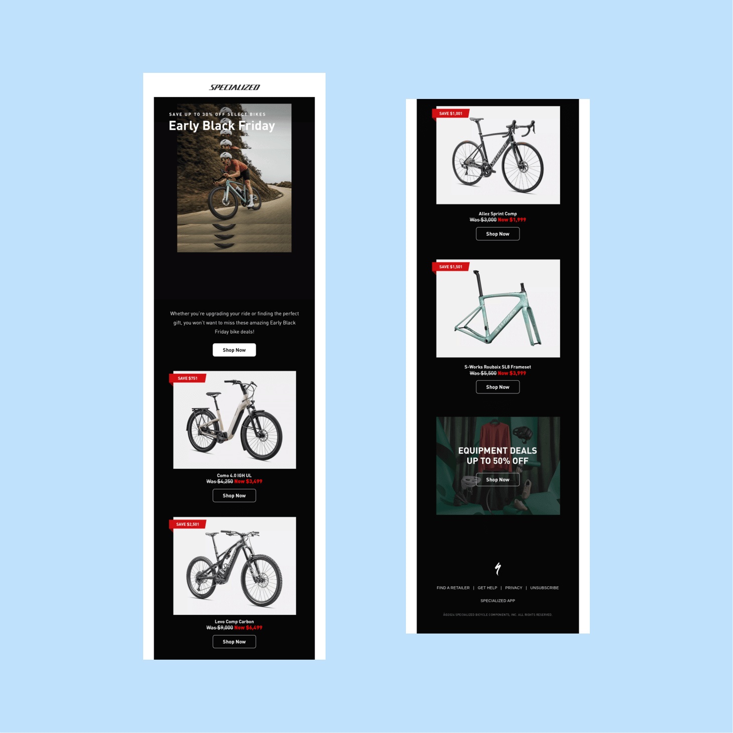 Black Friday email marketing - Specialized
