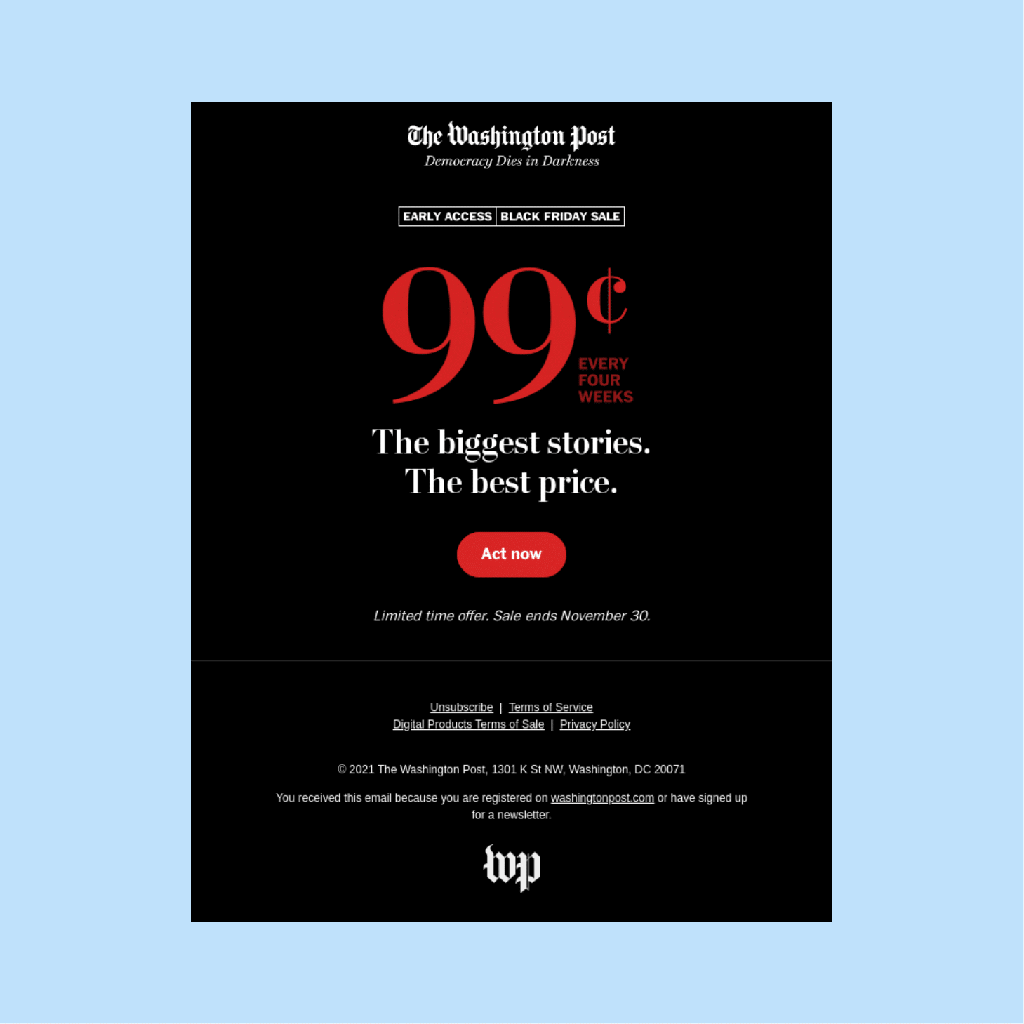 Black Friday email marketing Washington Post