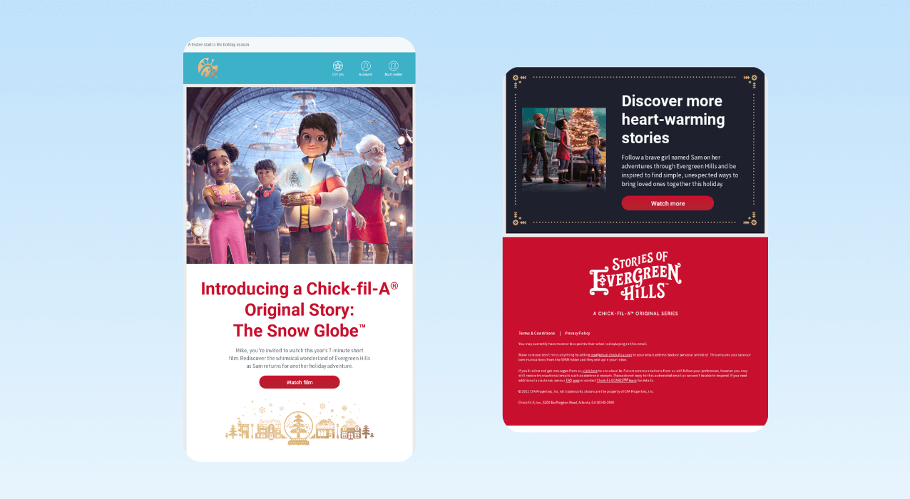 Christmas Email Marketing Ideas_ Chick-fil-A’s email The Snow Globe