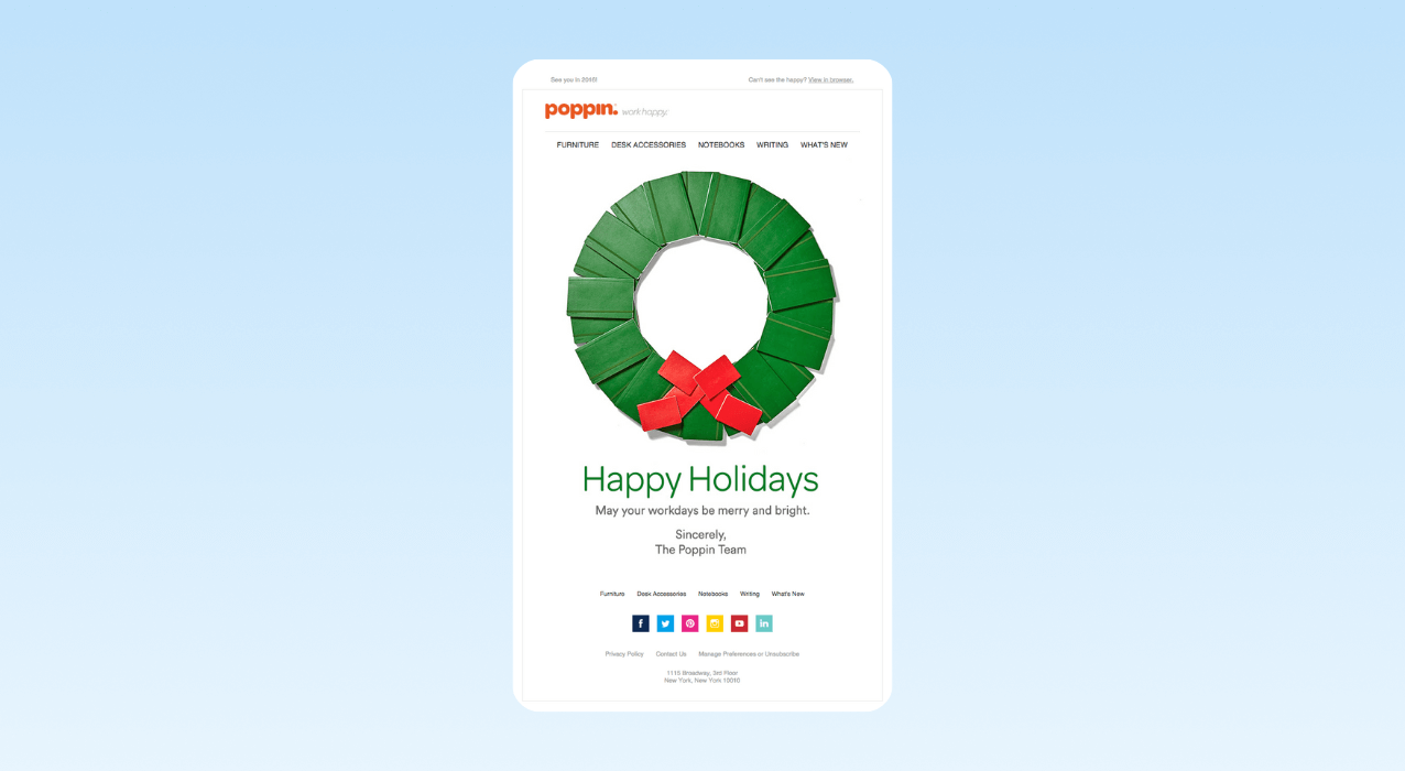 Christmas Email Marketing Ideas_ Poppin Thank You email