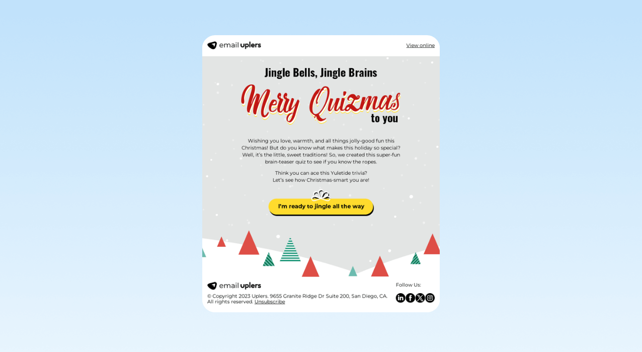 Christmas Email Marketing Ideas_ Uplers Holiday Quiz or Trivia Games email