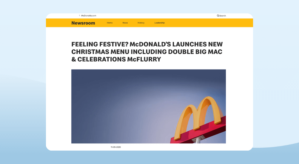 Christmas Promotion idea - McDonald’s UK Christmas Menu