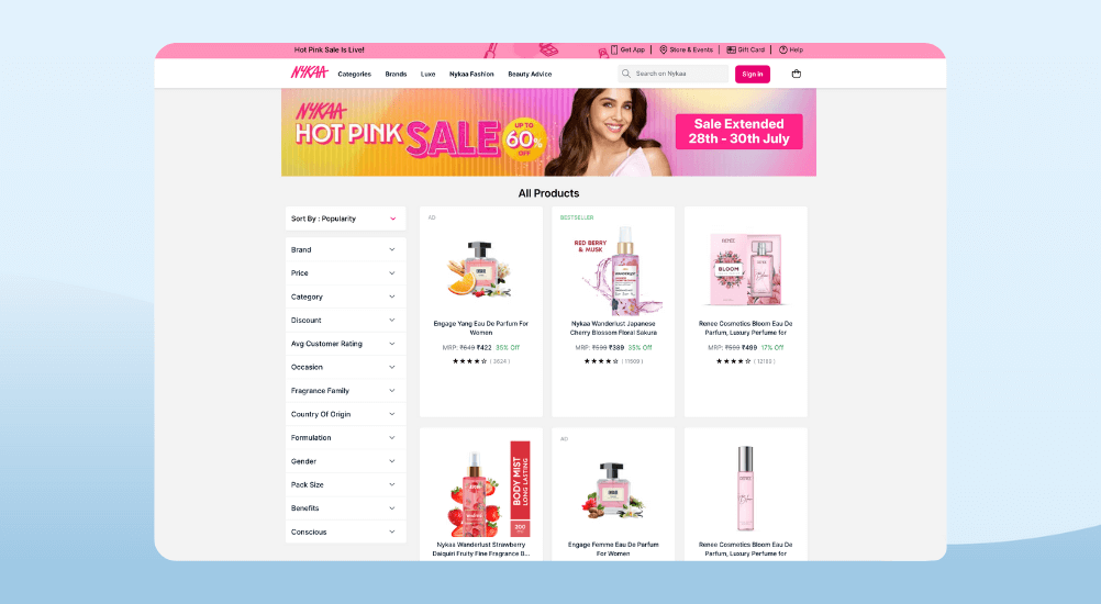Christmas Promotion idea - Nykaa flash sale format