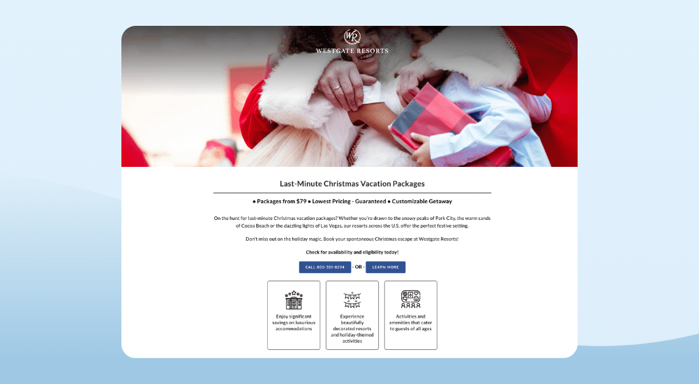 Christmas Promotion idea - Westgate Resorts last-minute Christmas vacation packages