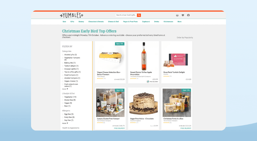 Christmas Promotion idea - Yumbles early bird top picks campaign
