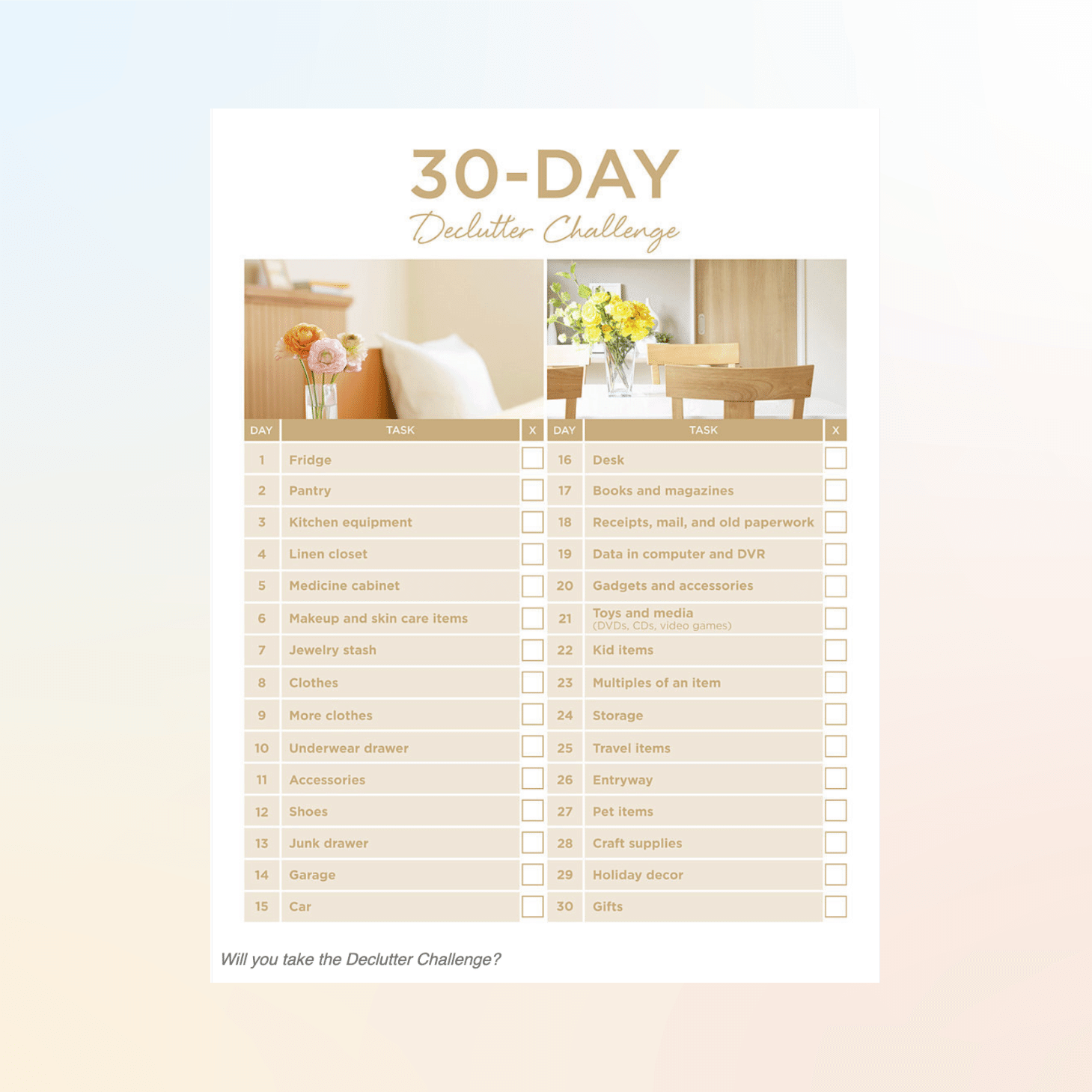 Declutter challenge New Year marketing campaign
