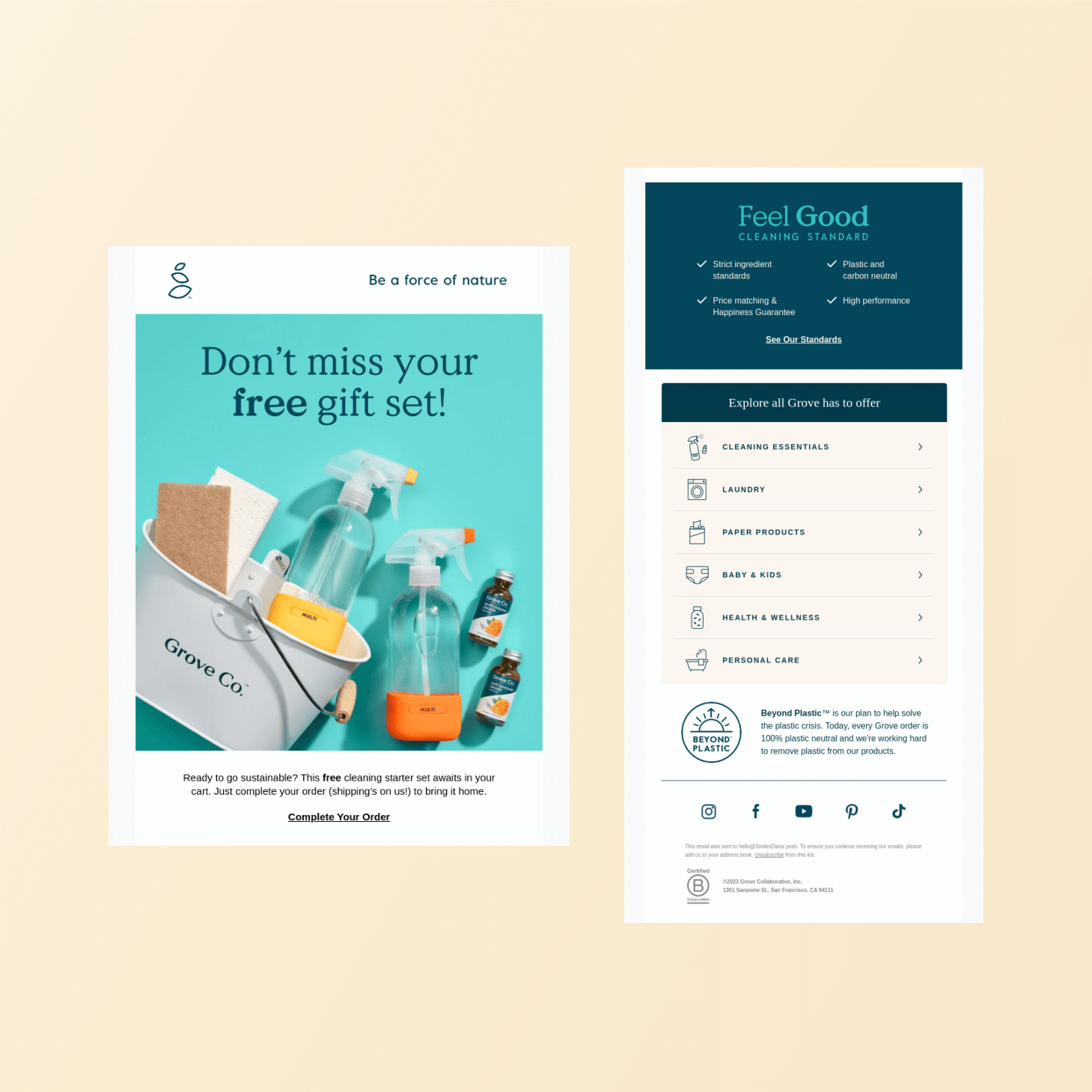 Grove collective abandoned cart email examples