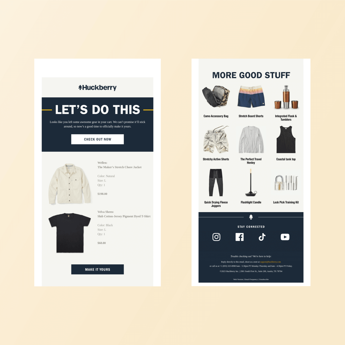 Huckberry abandoned cart email examples