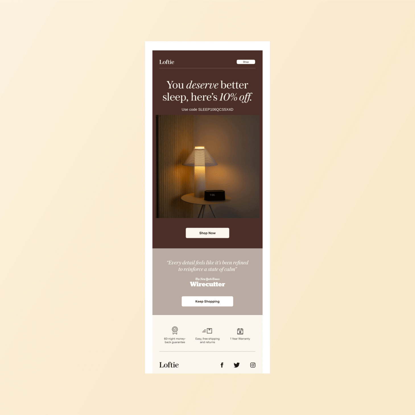 Loftie abandoned cart email examples