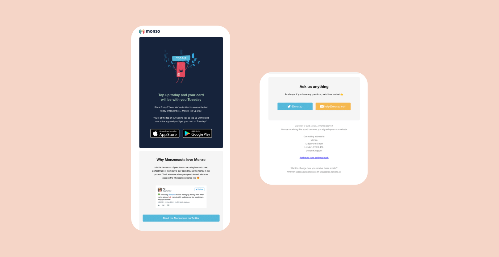 Monzo Email Marketing for Financial Services