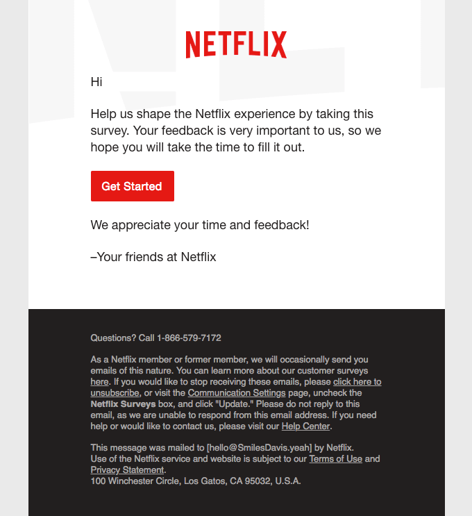 Netflix interactive emails